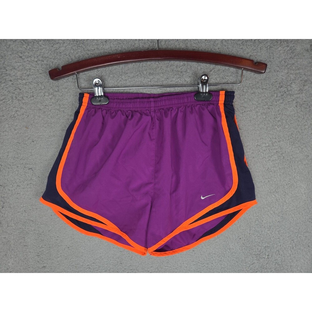 Nike Dri Fit Lined Running Shorts Womens Small Purple Black Orange 716453-505